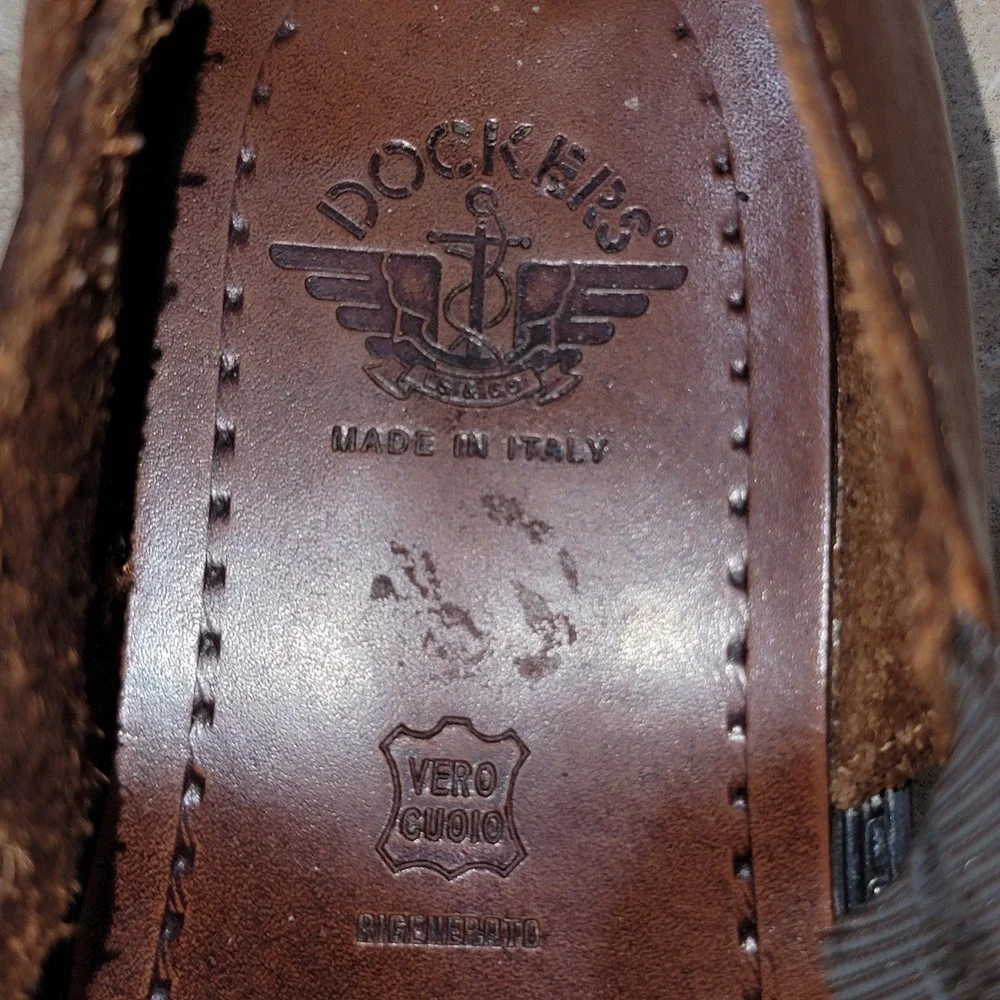 Dockers Mens Leather Fisherman Sandals 9M Brown Made In Italy Vintage Casual